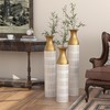 Benicabaly Set of 3 Decorative Metal Vases, Glamorous White Geometric