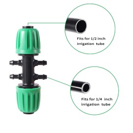 10 Pcs Barbed Tee 1/2 inch Tubing (1/2" ID x 0.6-0.63" OD) 16mm to 1/4 inch Irrigation Tube Anti-Drop Quality Fitting (Fits 13mmID/ 4mm ID) 6-Way