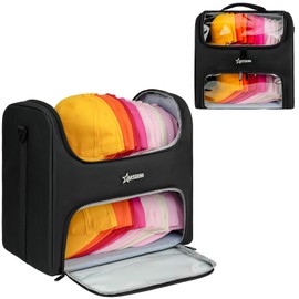 Jaffzora Large Hat Bag for Baseball Caps, Baseball Hat Carrier Case for Traveling, Portable Hat Organizer Storage Holder for 20-24 Caps, Black