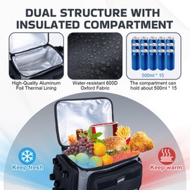 Goture Fishing Backpack with Cooler, 66L 600D Tackle Backpack with 3 Rod Holders, EVA Cover, Helmet Holder, Rain Cover, Saltwater Large Fishing Bag for Camping Hiking, Gear Storage Bag, Gifts for Men