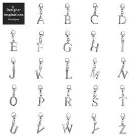 Capital Letter N Alphabet Initial 925 Sterling Silver Clip On Charm Pendant with Lobster Clasp for Women - Plain Polished Letter Charms Compatible with Thomas Sabo Charms Bracelet Necklace