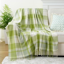 BATTILO HOME Buffalo Plaid Throw Blanket for Couch - Farmhouse Check Pattern - Soft Woven with Decorative Fringe - Lightweight for Bed, Sofa, Chair, Office, Outdoor (Orange Plaid, 127x152cm)