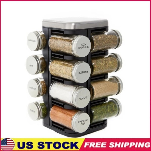 Unbranded 16 Jar Spice Rack Revolving W/ Sifter Lids &