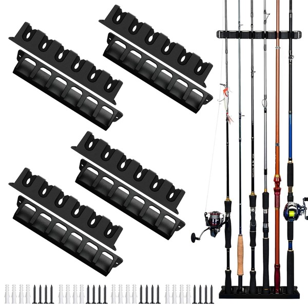 Fishing Rod Holders Wall-Mounted 4 Pairs, Simple Deluxe Fishing Pole