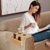 Sofa Tray Armrest, Sofa Shelf with 2 Coasters, Wooden Sofa