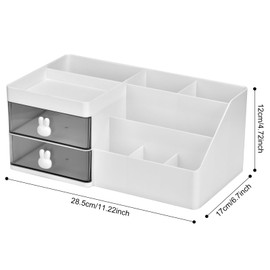 DUOJIN Make Up Organiser Cosmetic Storage Box Dressing Table Cosmetic Organiser with Drawer, Makeup Box with Drawers for Dresser, Bedroom, Bathroom (White)