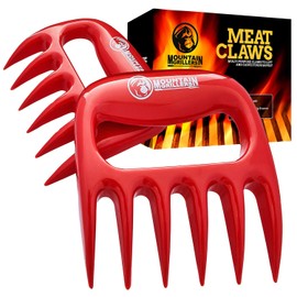 Mountain Grillers Meat Claws Meat Shredder for BBQ - Perfectly Shredded Meat, These are The Meat Claws You Need - Best Pulled Pork Shredder Claw x 2 for Barbecue, Smoker, Grill (RED) bear claws