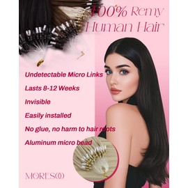 Moresoo Microlink Hair Extensions Human Hair Ash Blonde Mixed with Bleach Blonde Micro Bead Hair Extensions Real Human Hair 55g Microlink Extensions Blonde 18 inch