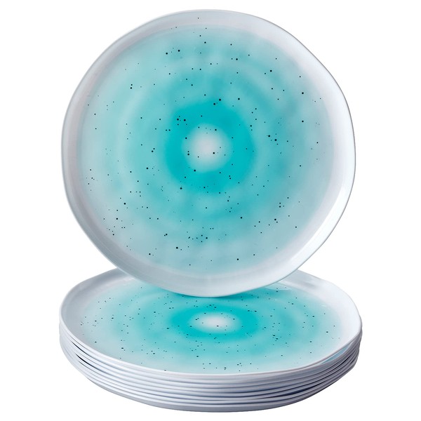 Silver Spoons TURQUOISE APPETIZER PLATES | Ocean Ripples Design | Lava Collection | 9” - 10 PC