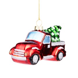 JOIEDOMI Red Truck with Tree Blown Glass Large Christmas Ornaments for Christmas Tree Hanging Ornament Outdoor Christmas Decorations Indoor, Xmas Christmas Party Favors Cute Presents