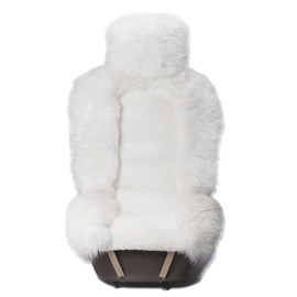 OKAYDA Australian Sheepskin Car Seat Covers - Genuine Wool Seat Cushion, Easy-Install, Side Airbag Safe, All-Season Comfort & Universal Fit for Cars, Trucks, SUVs, Vans (1-Piece White)