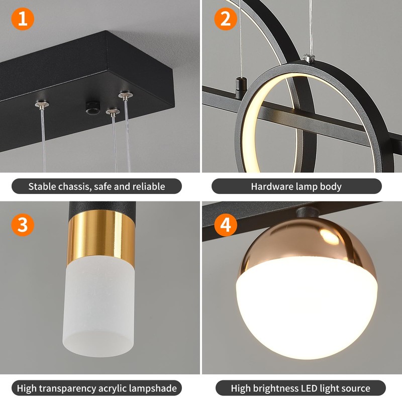 Siittoo Modern Chandeliers for Dining Room, Dimmable Led Linear Pendant