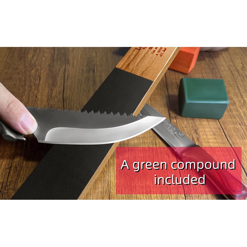 4-Piece Leather Strop Sharpening System with 13°, 15°, 17°, 21°,