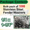 1/4 Inch Fender Washer 100 Pcs 1/4" ID x 1-1/4"