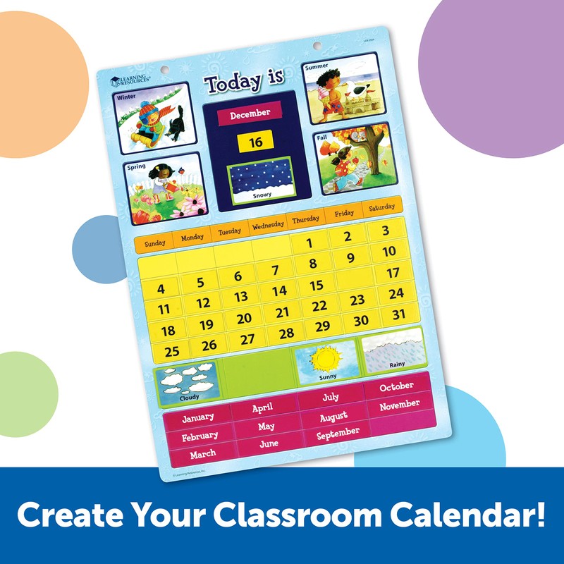 Learning Resources Magnetic Learning Calendar, 51 Magnetic Pieces & Calendar,