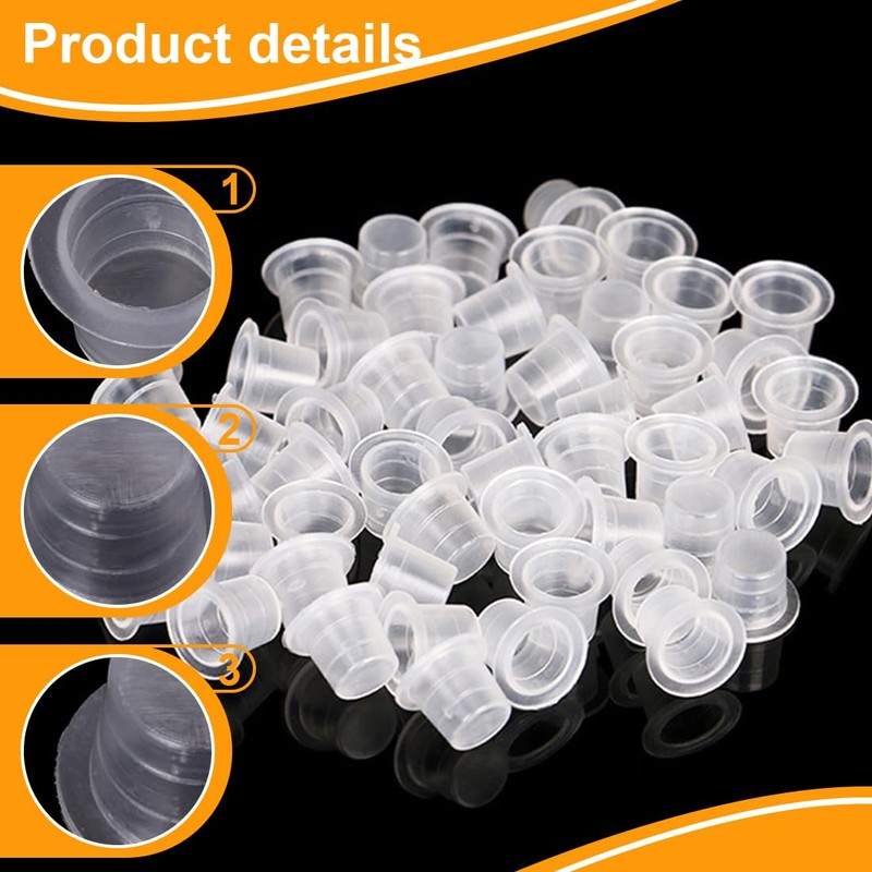 AEIOPRS Tattoo Colour Caps Cups Transparent Pigment Container Plastic Disposable