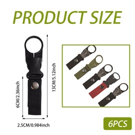 6 Pieces of Water Bottle Holder with Belt Clip, Multi-Functional Water Bottle Carrier, with Adjustable Strap Portable Water Bottle Ring Holder, Hands-Free Outdoor Accessory, Suitable for Belt Outdoor