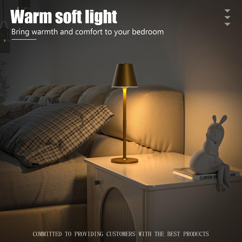 Timjorman LED CordlessTable Lamp,4000mAh Rechargeable Battery Desk lamp,3 Level Brightness