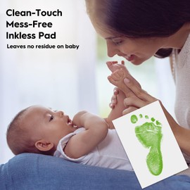 TATUNER Baby Hand and Footprint Kit Inkless - Mess Free Ink Pad, Paw Print Kit for Dogs and Cats, Safe Clean Touch Ink Pads for Newborn Handprints (Light Green, 0-6 Months)