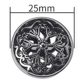 10PCS Clothes Button - Fashion Hollow Flower Metal Shank Round Shaped Metal Button Set Sewing Button/Black Buttons (25mm Black)