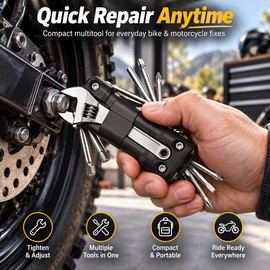 Motorcycle & Bike Multitool Kit for Roadside Repairs – Compact Screwdriver, Chain & Tire Maintenance Tool Set
