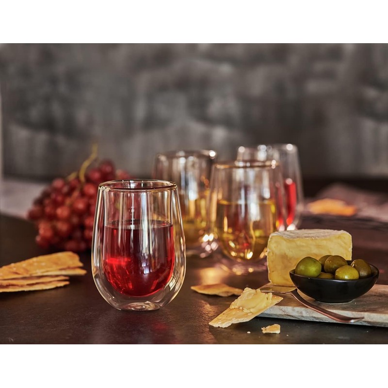 ZWILLING Sorrento 2-pc Double-Wall Stemless White Wine Glass Set, 10-oz,
