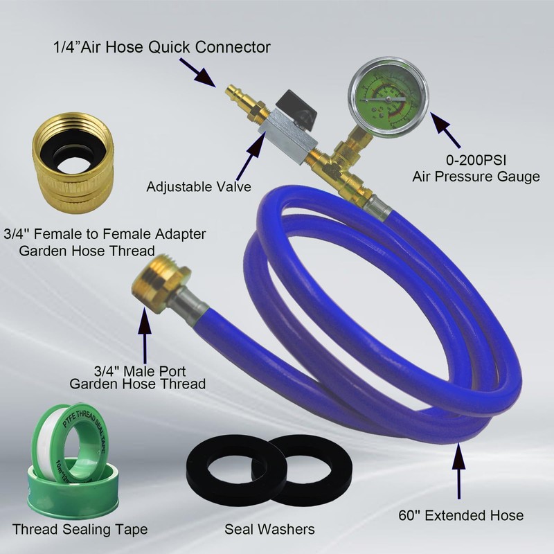 RV Winterizing Kit with Pressure Gauge, 60inch RV Winterize Hose