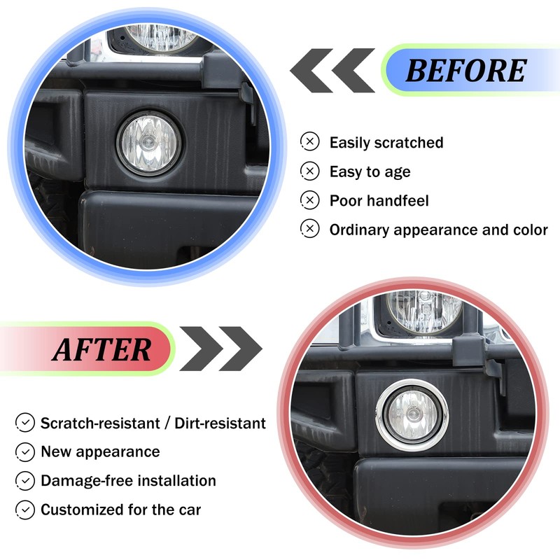 Qiosreui Front Fog Light Lamp Cover Ring for Hummer H2