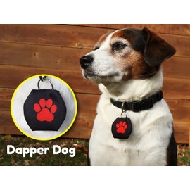 Dapper Dog - Dog Tag Silencer with Tag Ring (Black with Red Paw Print)