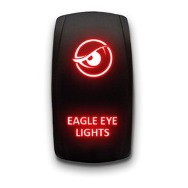 Eagle Eye Lights - Red - Stark 5-PIN Laser Etched LED Rocker Switch Dual Light - 20A 12V ON/Off