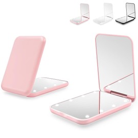 Espejo de Bolsillo 1x3x Aumento LED Espejo Compacto Maquillaje Pequeño Espejo Maquillaje Viaje con Luces Mini Espejo Mano Portátil Plegable Doble...  