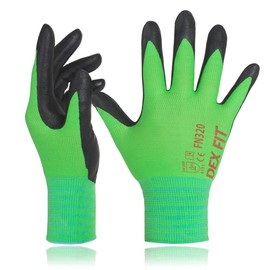 DEX FIT Premium Nylon Nitrile Work Gloves FN320, 3 Pairs, 3D-Comfort Stretchy Fit, Firm Grip, Thin & Lightweight, Durable, Breathable & Cool, Machine Washable; Green 6 (XS)