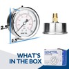 SENCTRL 0-100 Psi Glycerin Liquid Filled Low Pressure Gauge, 2.5"