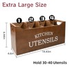 Kitchen Utensil Holder with Drainage Bottom, Extra Large 4 Compartments