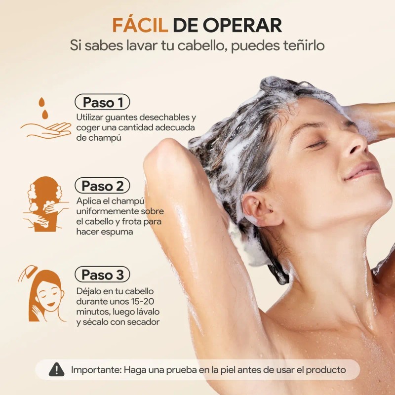 Shampoo Tinte Instantáneo Cubre Canas 3en1 Natural Jengibre
