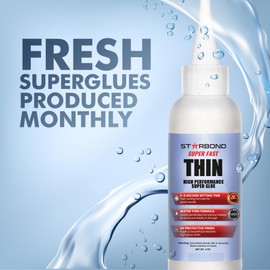 STARBOND Starbond 4 oz. Super Fast Thin, Premium Instant CA (Cyanoacrylate Adhesive) Super Glue Plus Extra Cap and Microtips, (for Woodturning, Pen Turning, Hobby, Stabilizing, Finish, Inlay)