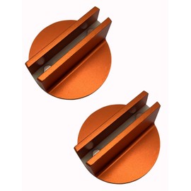 FYWZ Magnetic Jack Pad, Universal Grooved Magnetic Jack Pad Aluminum Pinch Weld Jack Adapter with Large Slotted Orange Jack Stand Pinch Weld Adapter for Most Model Cars (Orange-2 Pack)