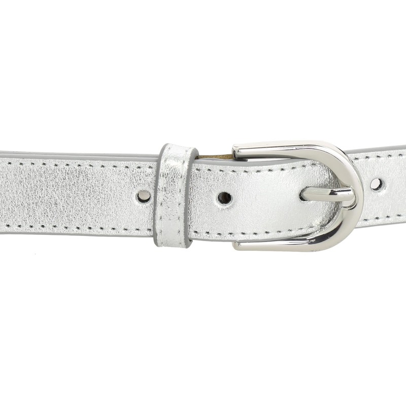FASHIONGEN - LUNA Women's Italian Leather Belt, silver