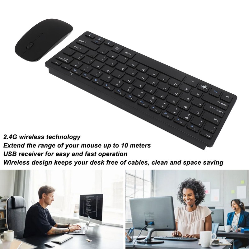 2.4G Wireless Keyboard Mouse Combo 78 Keys Keyboard USB Receiver
