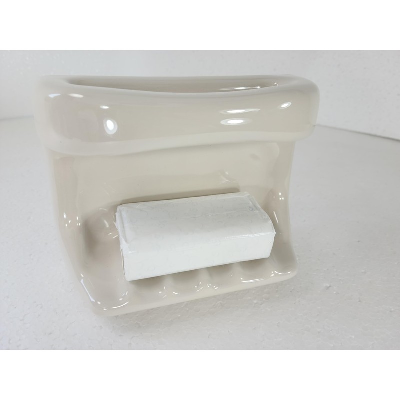 Beige Bone Almond Ceramic Soap Dish Tray Cloth Bar Washcloth