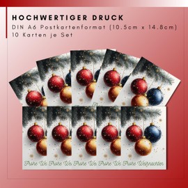 HIDEBLOOM I Christmas Card Set Christmas Baubles I Pack of 10 I DIN A6 (10.5 cm x 14.8 cm) I Christmas Card Set I Christmas Postcards I Christmas Card I Greeting Cards Christmas Baubles