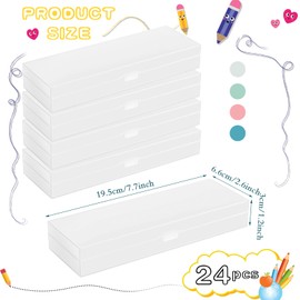 Fainne 24 Pcs Plastic Pencil Case Pencil Boxes Bulk Plastic Stationery Case Frosted Pencil Box Pencil Holder with Hinged Lid Snap Closure for School Office Supply(White,7.68 x 2.6 x 1.18 Inch)
