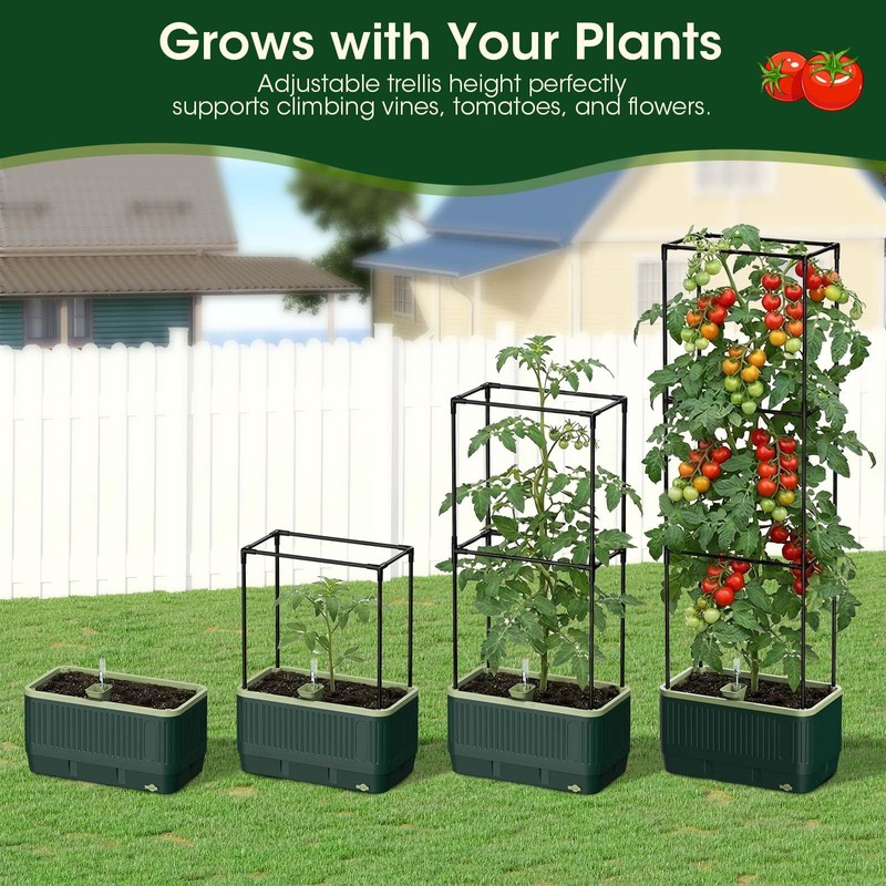 MQHUAYU 2 Pack 51" Self Watering Planter Box with Trellis,