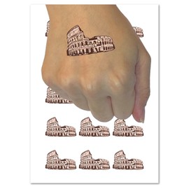 Roman Rome Colosseum Amphitheatre Italy Landmark Temporary Tattoo Water Resistant Fake Body Art Set Collection - 54 1" Tattoos (1 Sheet)