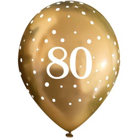 11" Latex Balloons Sparkling Fizz Gold 80th x 6pcs