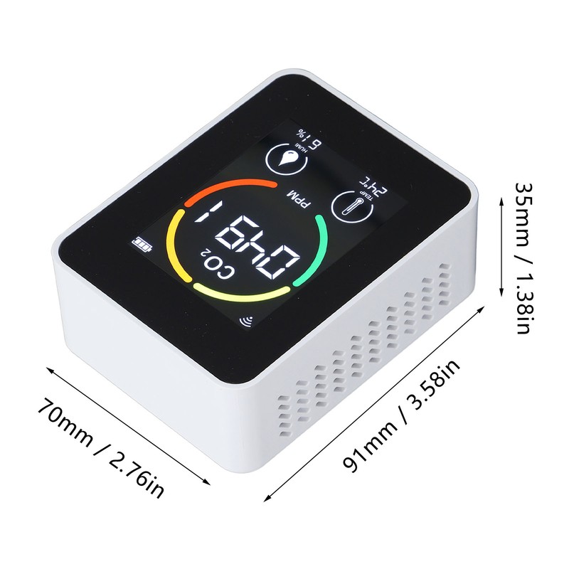 CO2 Detector Portable Battery Operated Temperature Humidity Meter Air Quality