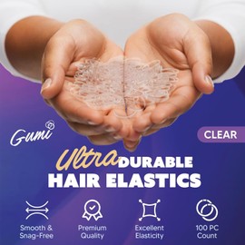 Gumi good Clear Elastics 1 inch Hair Band Large for Thick or Thin Hair