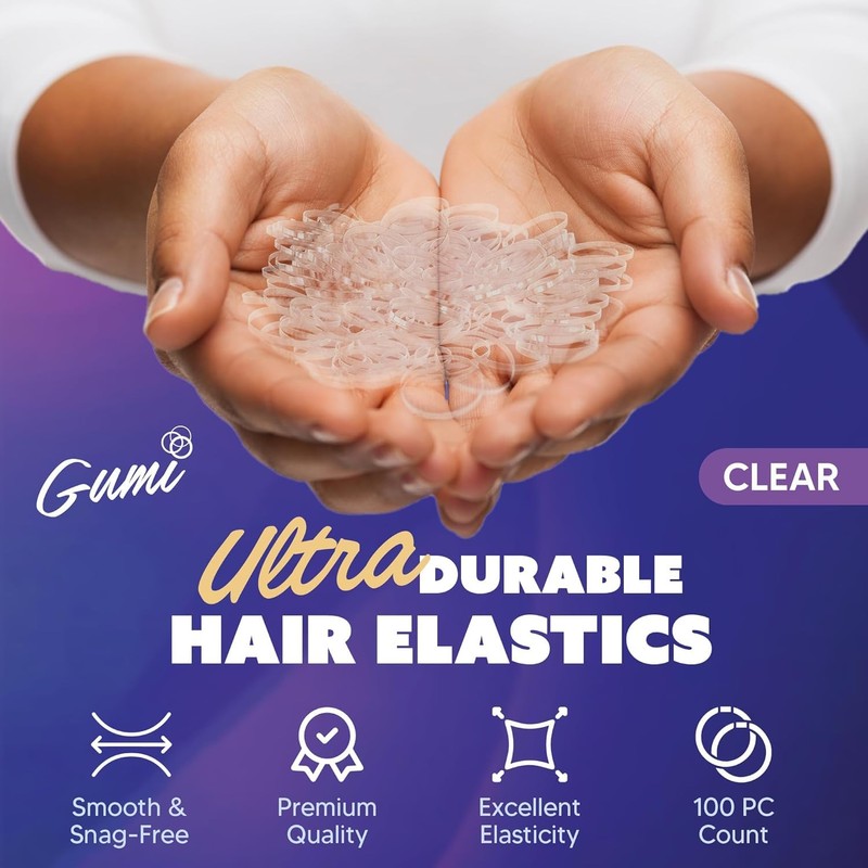 Gumi good Clear Elastics 1 inch Hair Band Large for