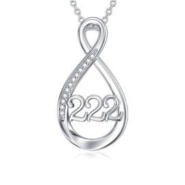 MEIDERBO Infinity Angel Number 222 Necklace for Women 925 Sterling Silver 222 Pendant Necklace Jewelry for Birthday Christmas