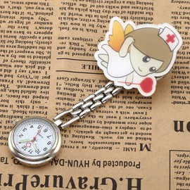 JSDDE Nurse Watch Cute Pattern FOB Watch Nurse Watch Heart Rate Monitor Chain Watch Nurse's Watch with Clip Analogue Quartz Watch Pocket Watch (Angel), Professional